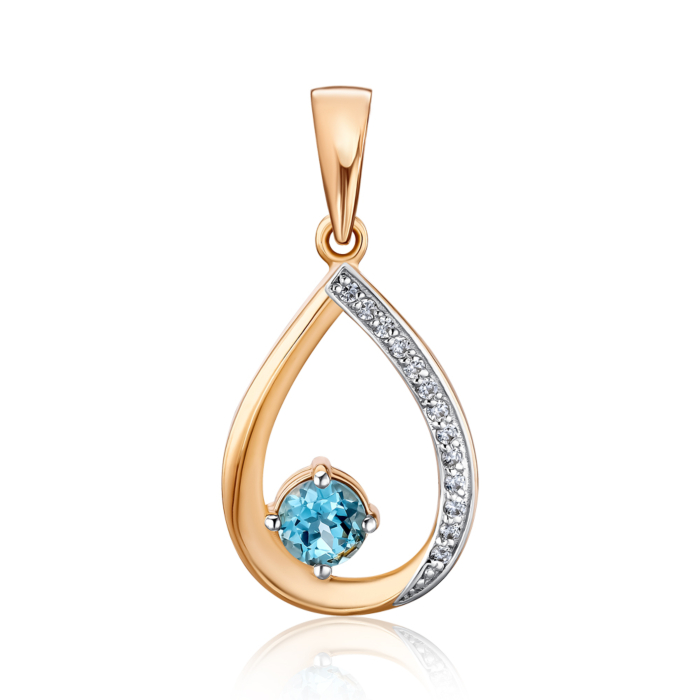 Золота підвіска з топазом та фіанітами. Артикул 550116/01/1/5776