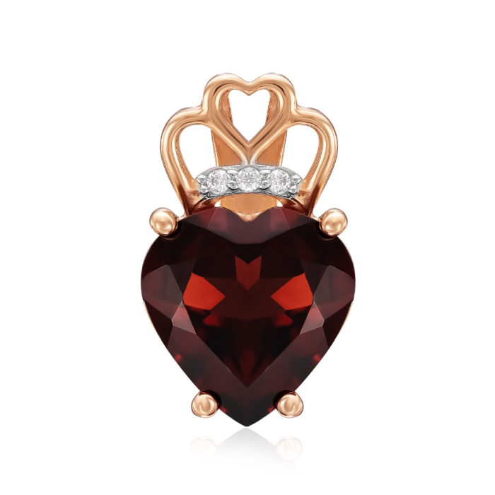 Золота підвіска з гранатом та фіанітами. Артикул 550120/01/1/5187
