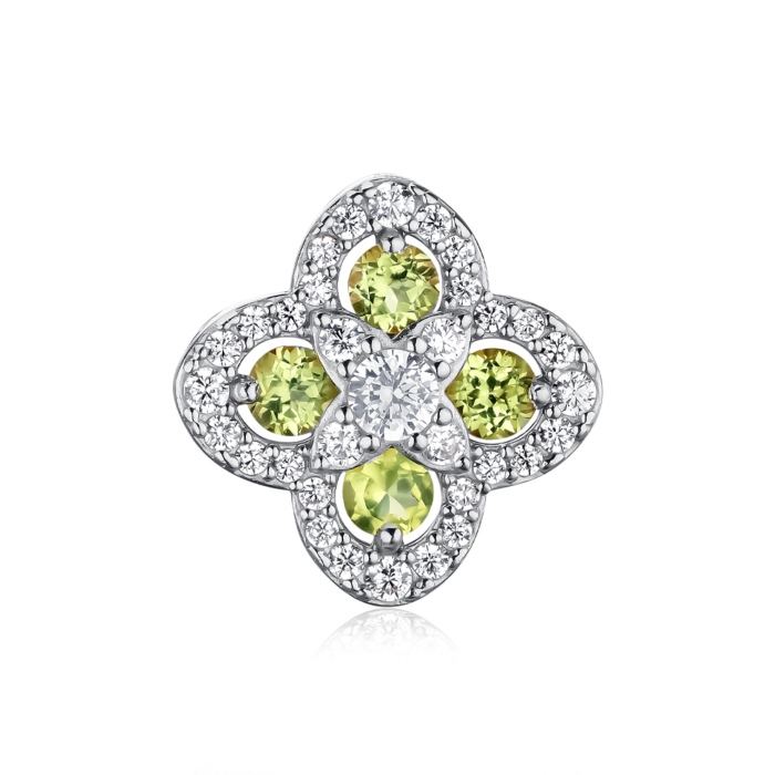 Золота підвіска з хризолітами та фіанітами 550123/01/1/16011