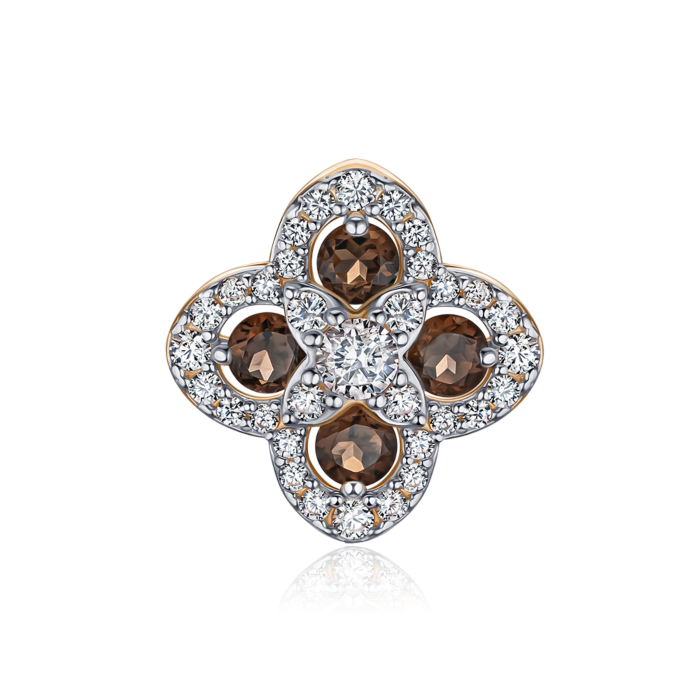 Золотая подвеска с раухтопазом и фианитами 550123/01/1/16040