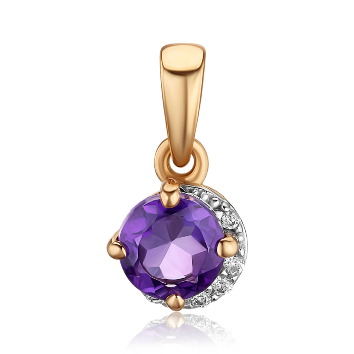 Золота підвіска з аметистом та фіанітами. Артикул 550124/01/1/16208