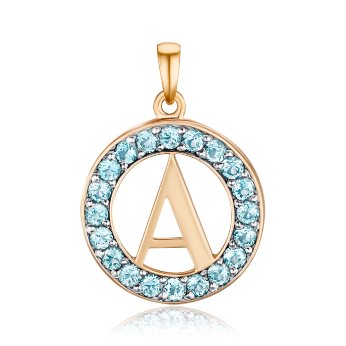 Золота подвеска-буква А с топазами Swiss 550125-А-1/01/1/6204