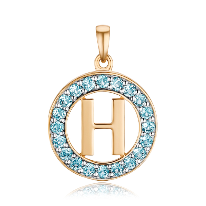 Золота підвіска-літера Н з топазами Swiss 550125-Н/01/1/6204