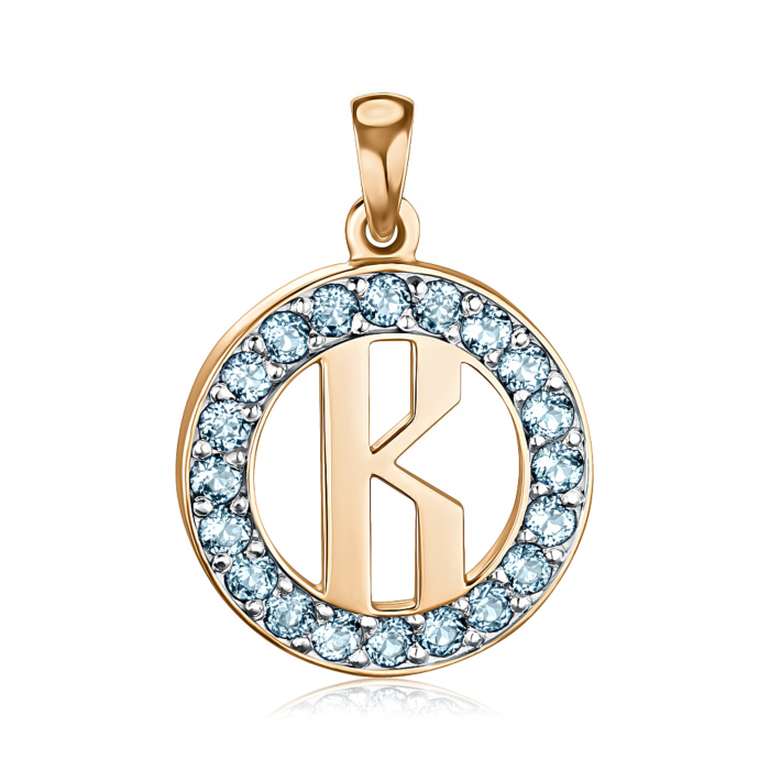 Золота підвіска-літера "К" з топазами 550125-К/01/1/6204
