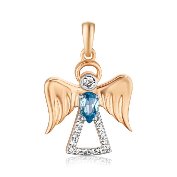 Золота підвіска "Янгол" з топазом та фіанітами 550130/01/1/16176