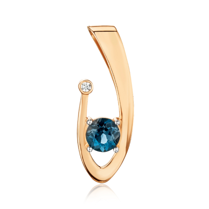 Золота підвіска з топазом London та фіанітом 550137/01/1/16252