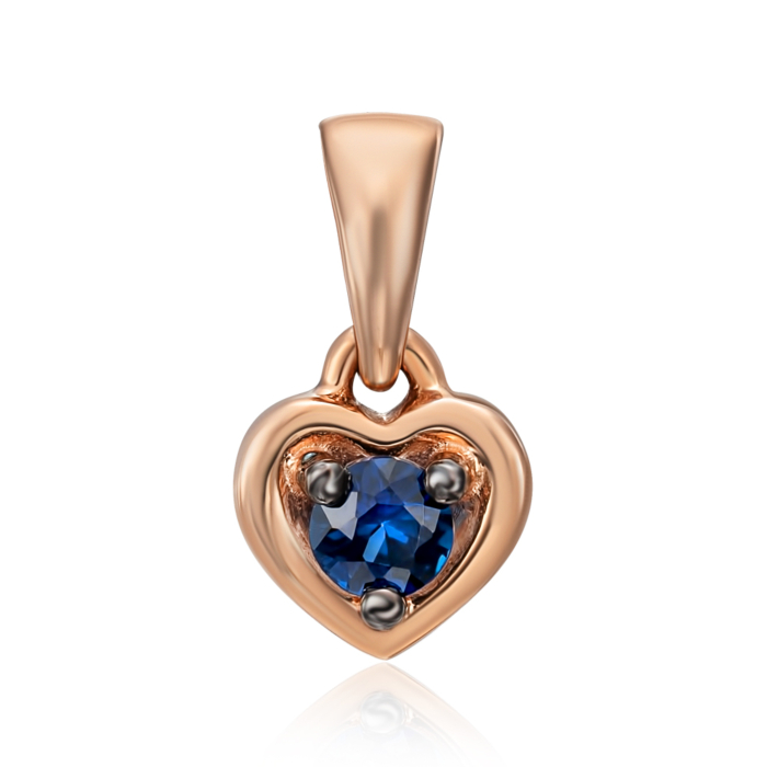 Золотая подвеска «Сердце» с сапфиром. Артикул 560059/01/1/8053