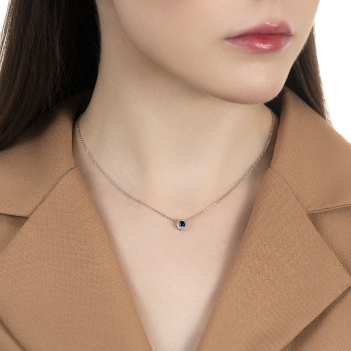 Золотое колье с сапфиром и бриллиантами. Артикул 560061/66024-3/02/1/8300