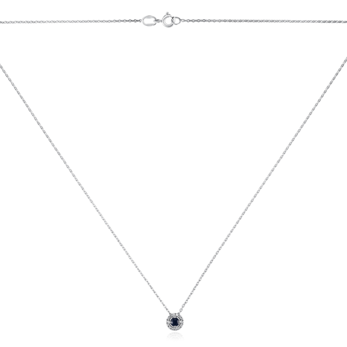 Золотое колье с сапфиром и бриллиантами. Артикул 560061/66024-3/02/1/8300