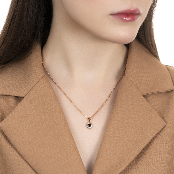 Золота підвіска з сапфіром та діамантами. Артикул 560076/01/1/9157