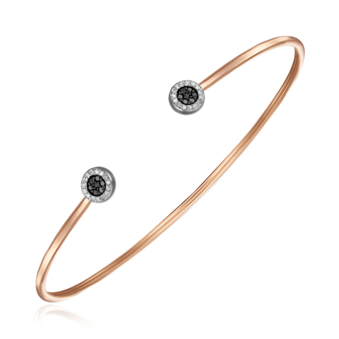 Золотой жесткий браслет с бриллиантами. Артикул 560120/14/1/8059