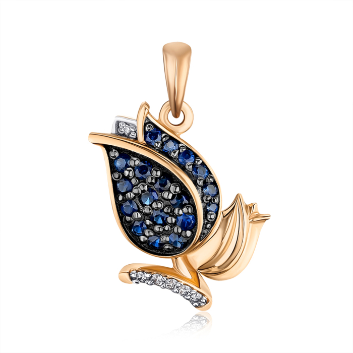Золотая подвеска с сапфирами и бриллиантами 560124/01/1/10337
