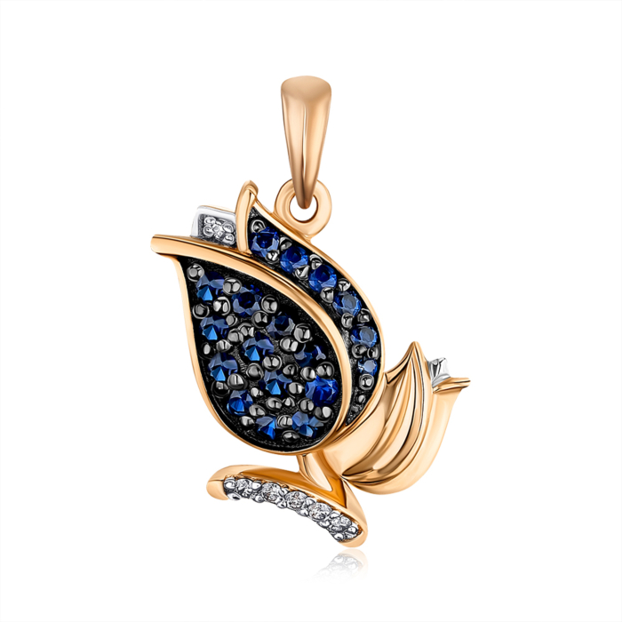 Золота підвіска з сапфірами та діамантами 560124/01/1/11707