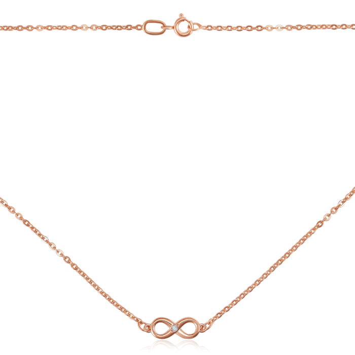 Золотое колье Бесконечность с бриллиантом. Артикул 560143/66024/01/0/8566