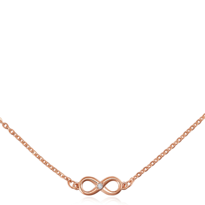 Золотое колье Бесконечность с бриллиантом. Артикул 560143/66024/01/0/8566
