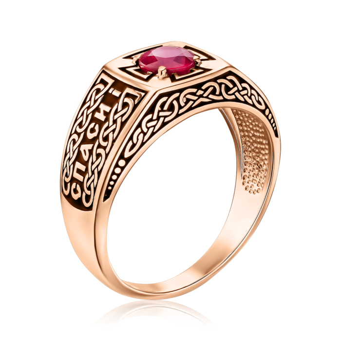 Золотое кольцо с рубином. Артикул 580000/01/4/8215
