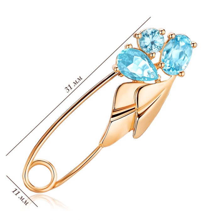 Золотая брошь с топазами. Артикул 580006/01/0/16163