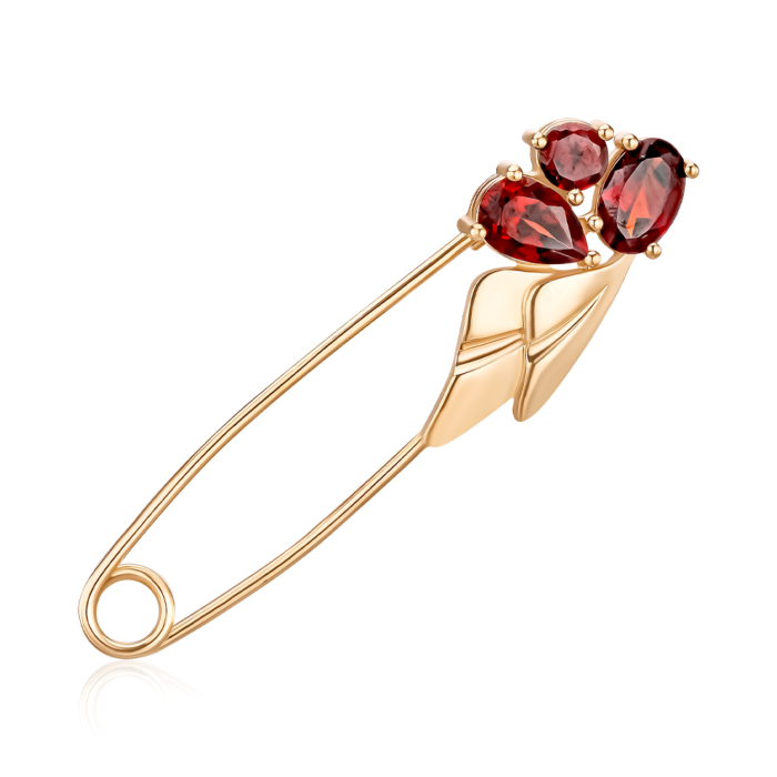 Золотая булавка с гранатами. Артикул 580006/01/0/16170