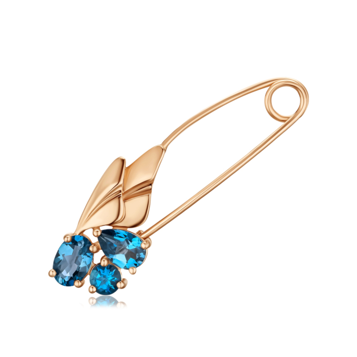 Брошка-булавка з червоного золота зі вставкою Топаз London. Артикул 580006/01/0/16171