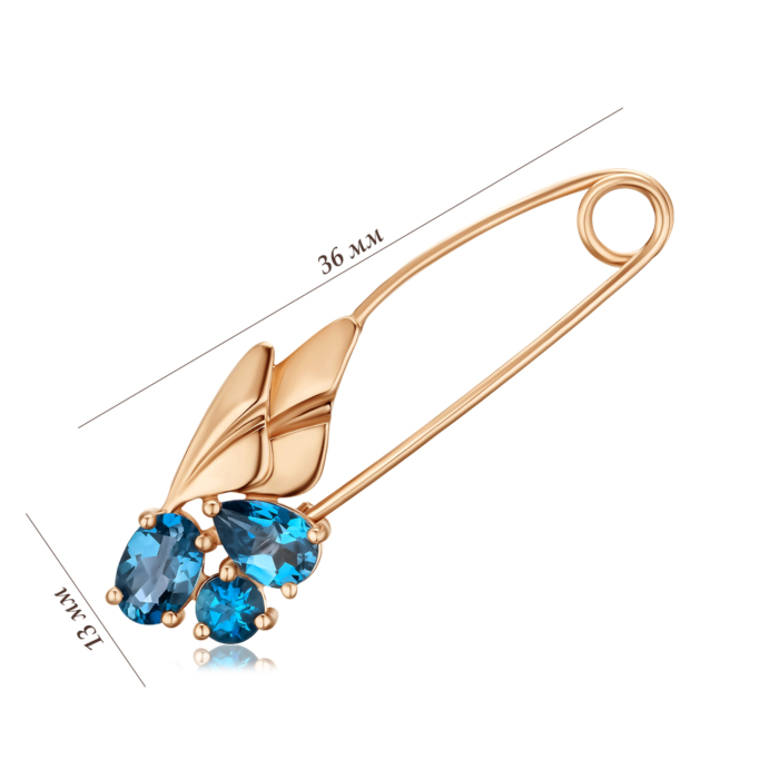 Брошка-булавка з червоного золота зі вставкою Топаз London. Артикул 580006/01/0/16171