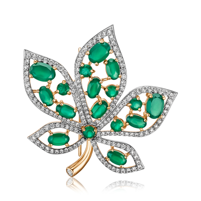 Золотая брошь с агатом. Артикул 580009/01/1/16209