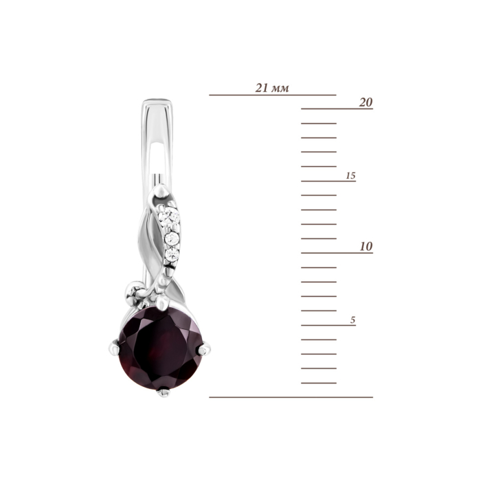 Серебряные серьги с гранатом и фианитами. Артикул UG5585/гр с б/з род