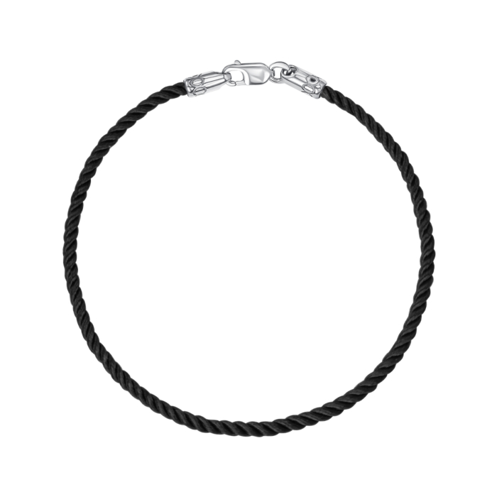 Шовковий срібний браслет (SGrit 2mmBlackBR) ROD