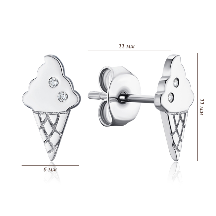 Срібні сережки з фіанітами 5E27276-E/12/1