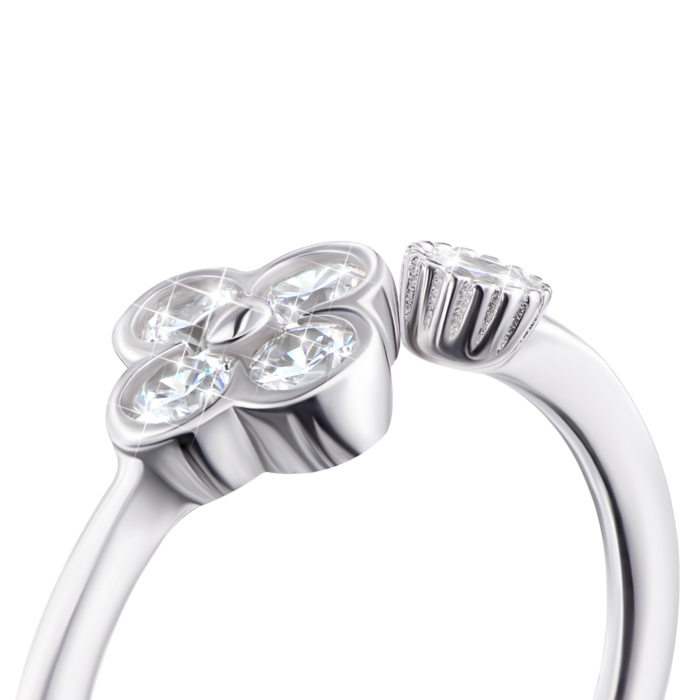 Серебряное кольцо «Цветок» с фианитами. Артикул 5RI37667-R/12/1