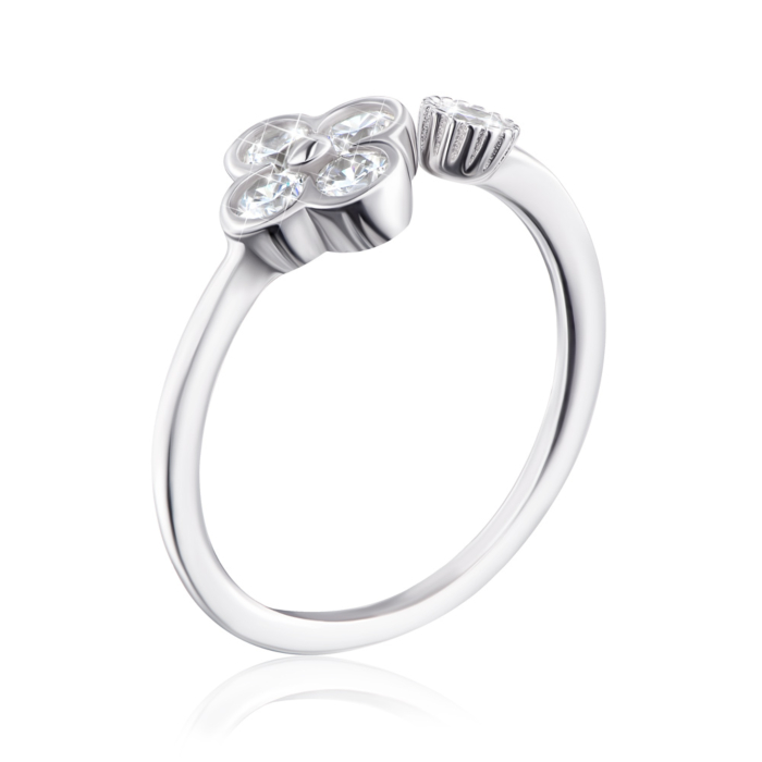 Срібна каблучка «Квітка» з фіанітами. Артикул 5RI37667-R/12/1