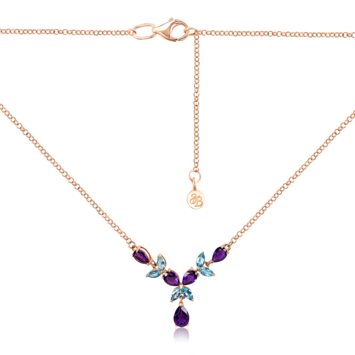 Золотое колье с топазом и аметистом. Артикул 60104/66191/01/0/5997