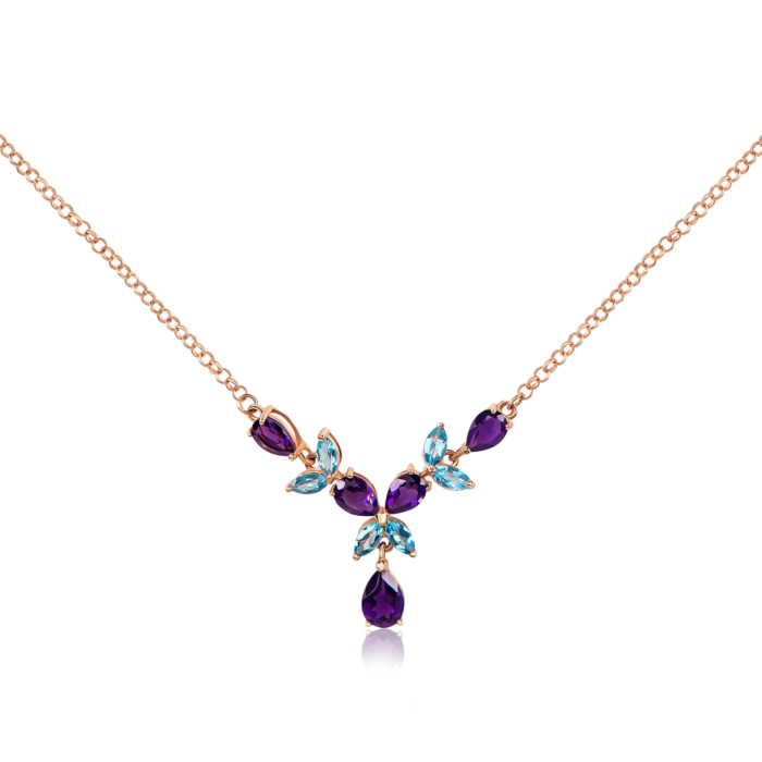 Золотое колье с топазом и аметистом. Артикул 60104/66191/01/0/5997