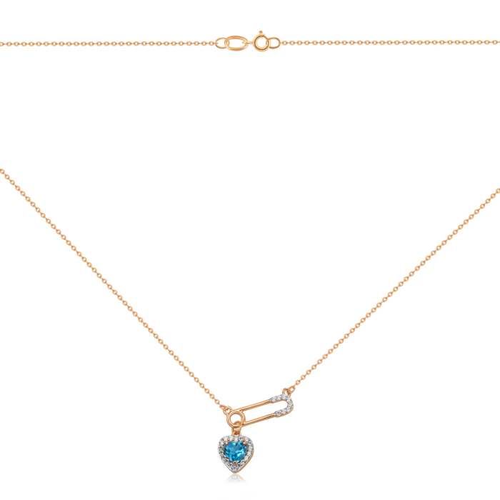 Золотое колье с топазом и фианитами. Артикул 60125/66024-3/01/1/7109