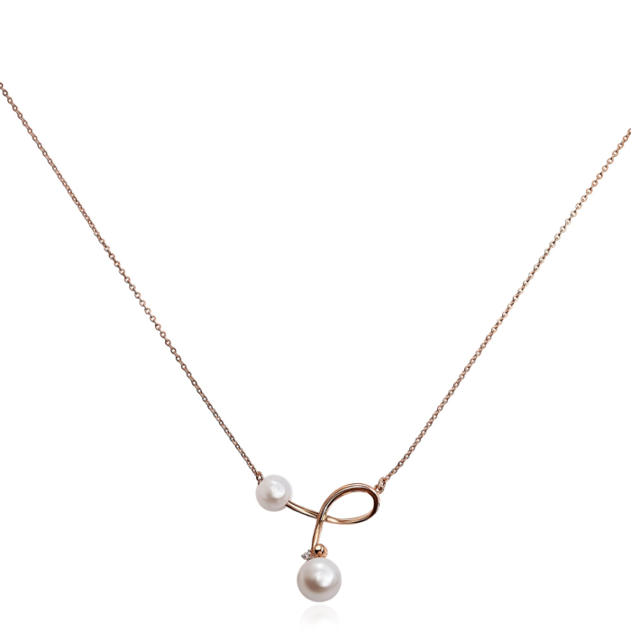 Золоте кольє з перлами. Артикул 60175/66024-3/01/1/21045