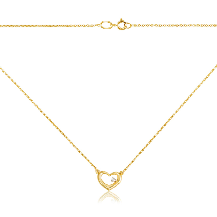Кольє з жовтого золота "Серце" з фіанітом 60178/66024-3/03/1/46
