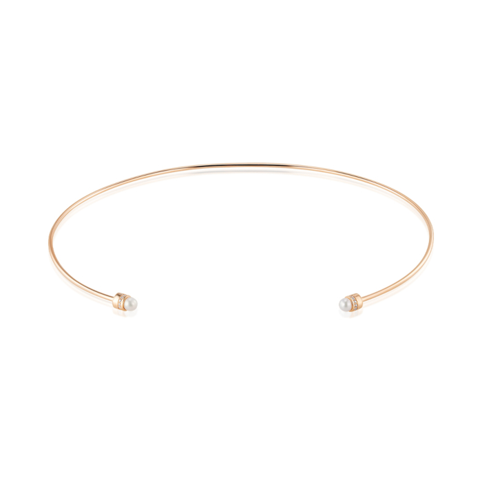 Золотое колье-чокер с жемчугом и фианитами 60201/01/0/2091