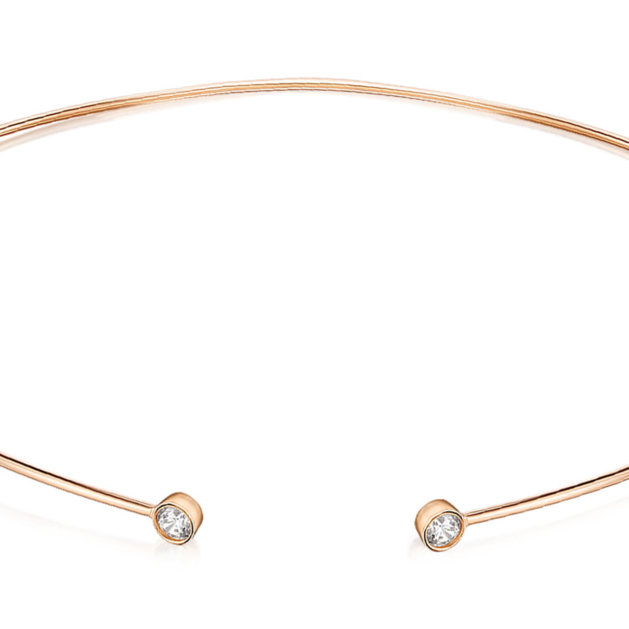 Жесткое золотое колье с фианитами 60204/01/0/29