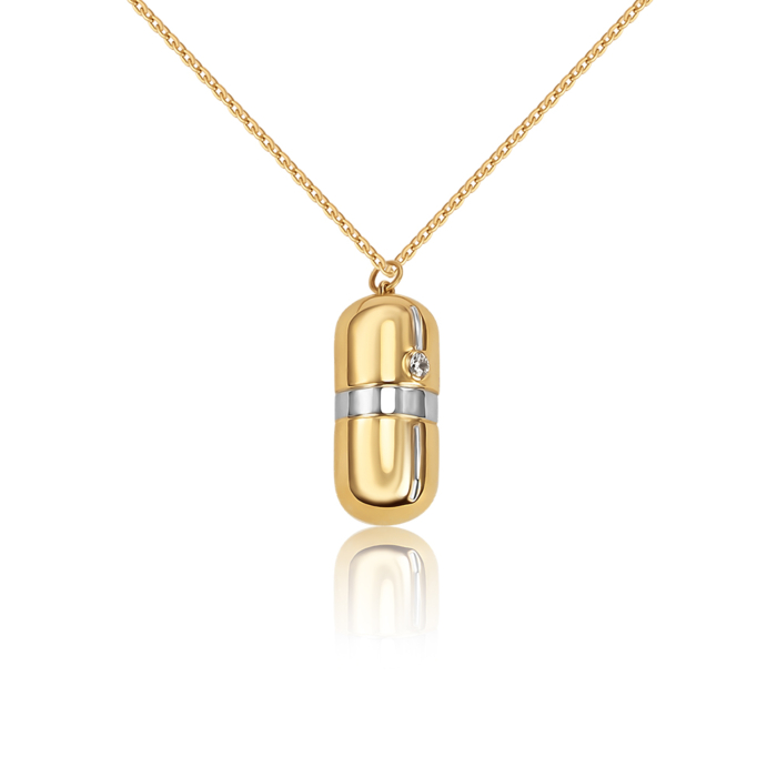 Золотое колье с фианитом. Артикул 60206/66024-3/21/1/17