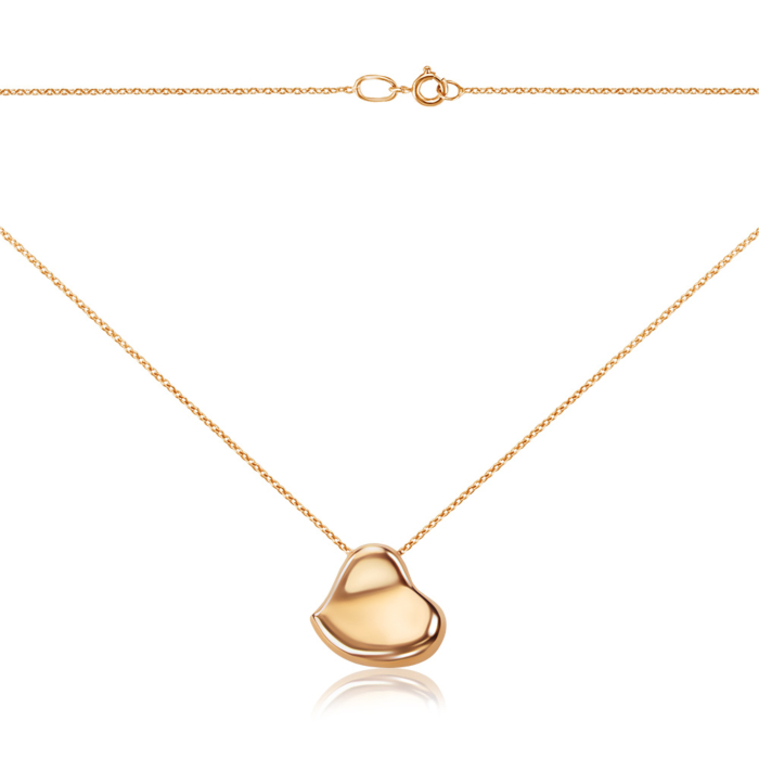 Золотое колье «Сердце» без вставки 60224/66024-3/01/0