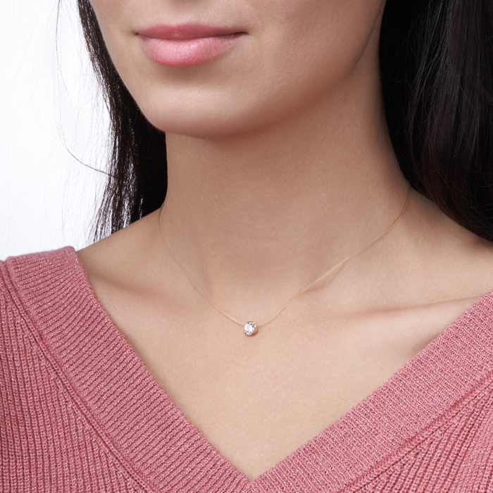 Колье-невидимка на мононити с фианитом. Артикул 6032/01/0/22