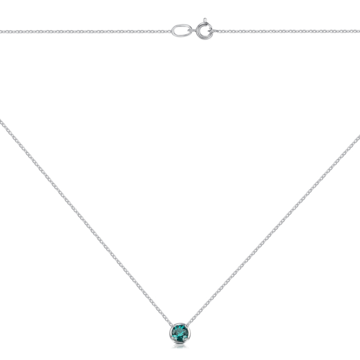 Серебряное колье с искусственным зеленым кварцем 6032/66024-3/12/1/2391