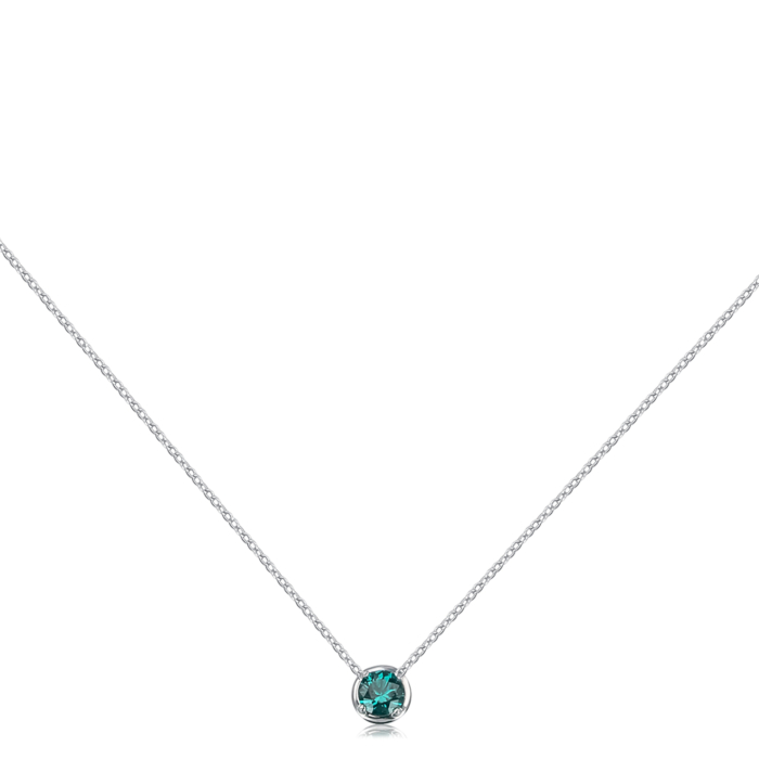 Серебряное колье с искусственным зеленым кварцем 6032/66024-3/12/1/2391