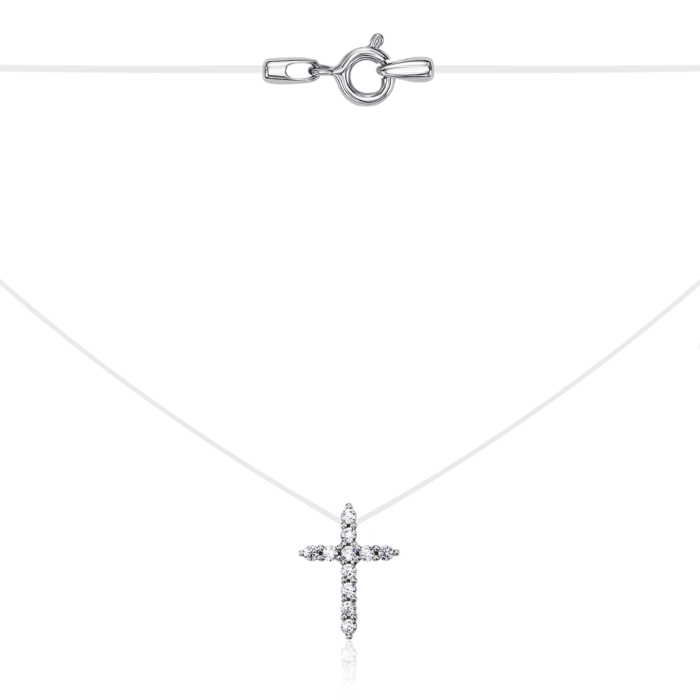 Кольє-невидимка на мононитці з фіанітами. Артикул 6047/02/1/3