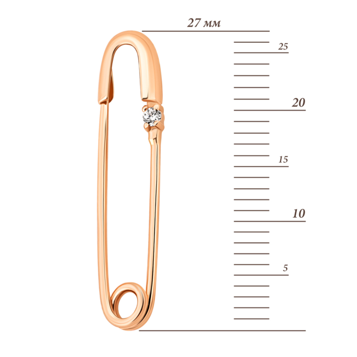 Золота брошка-булавка з фіанітом. Артикул UG5610666910101