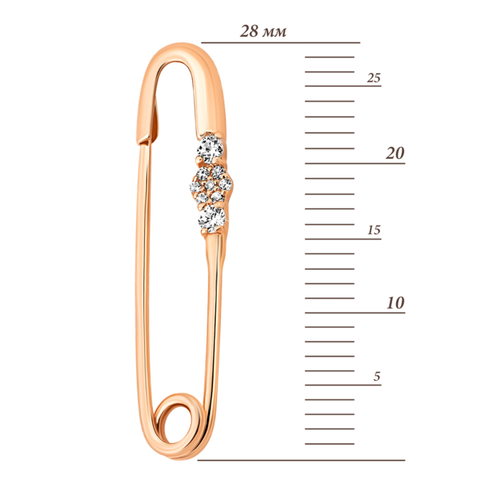 Золота брошка-булавка з фіанітами. Артикул UG5610667110101