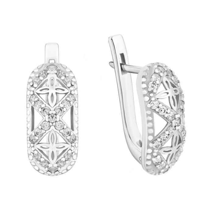 Серебряные серьги с фианитами. Артикул UG5655с/род
