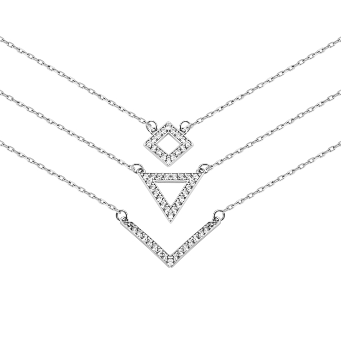 Срібне кольє з фіанітами. Артикул UG5660/3кол род