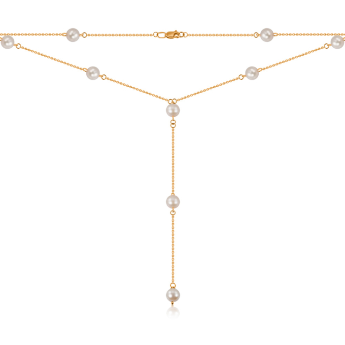 Золотое колье с жемчугом. Артикул 66516/01/0/4617