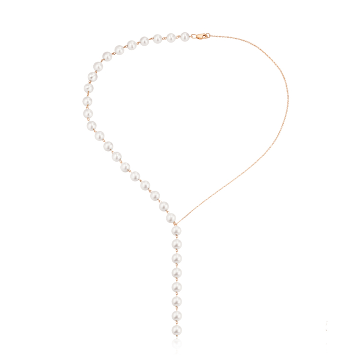 Золотое колье-галстук с жемчугом. Артикул 66518/01/0/4617