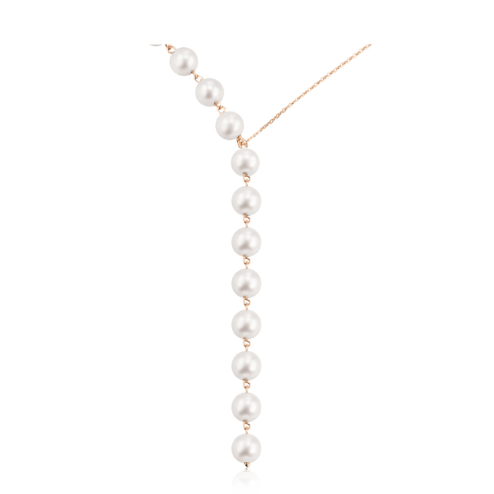 Золотое колье-галстук с жемчугом. Артикул 66518/01/0/4617